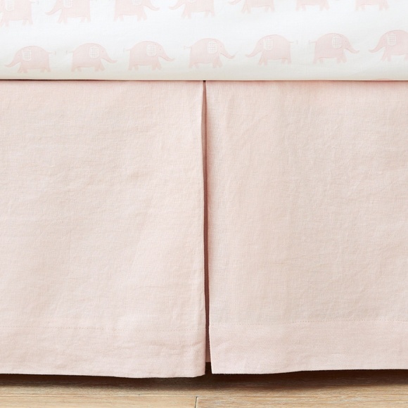 Pottery Barn Kids Blush Pink European Linen Crib Skirt - Picture 2 of 11
